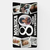 80ste verjaardag banner aangepaste foto zwart wit (Verticaal)