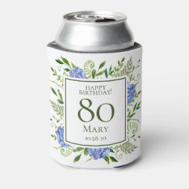 80ste verjaardag Blauwe Hortensia's Blikjeskoeler