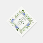 80ste verjaardag Blauwe Hortensia's Servet (Hoek)