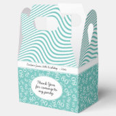 80ste Verjaardag Blauwgroen/Wit Nummerpatroon 80 Bedankdoosjes (Geopend)