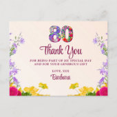 80ste verjaardag Bloemen bedankt Modern 80 jaar fe Briefkaart (Voorkant)