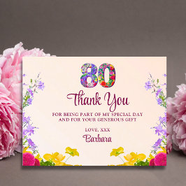 80ste verjaardag Bloemen bedankt Modern 80 jaar fe Briefkaart