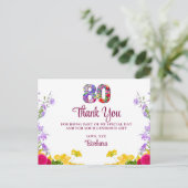 80ste verjaardag Bloemen bedankt Modern 80 jaar fe Briefkaart (Staand voorkant)