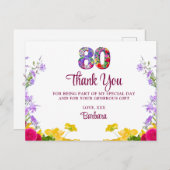 80ste verjaardag Bloemen bedankt Modern 80 jaar fe Briefkaart (Voorkant / Achterkant)