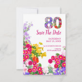 80ste verjaardag Bloementuin Elegant Feest Save The Date (Voorkant)