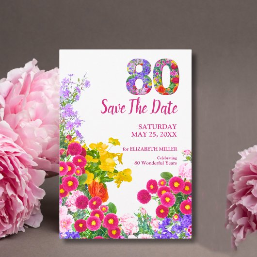 80ste verjaardag Bloementuin Elegant Feest Save The Date