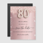 80ste verjaardag Blush Pink Save the Date Magnet (Voorkant / Achterkant)