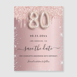 80ste verjaardag Blush Pink Save the Date Magnet