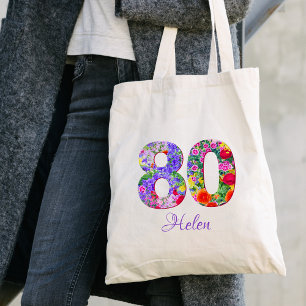 80ste verjaardag buurman cadeau – Bloemennaam 80 j Tote Bag