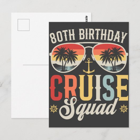 80ste verjaardag Cruise Squad Familie Matching Briefkaart (Voorkant / Achterkant)