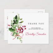 80ste verjaardag Dank u Rustic Winter Greenery Briefkaart (Voorkant / Achterkant)