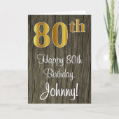 80ste verjaardag: Elegant Faux Gold Look #, Faux W Kaart (Voorkant)