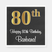 80ste verjaardag ~ Elegant Luxe Faux Gold Look # Servet (Voorkant)