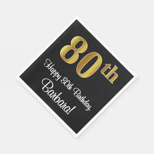 80ste verjaardag ~ Elegant Luxe Faux Gold Look # Servet (Hoek)