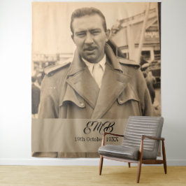 80ste verjaardag Elegante foto monogram man Wandkleed