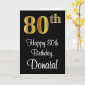 80ste verjaardag ~ Elegante Luxueuze Nep Gouden Lo Kaart (Gele Bloem)