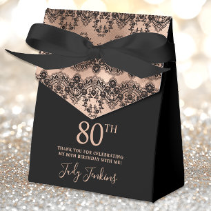 80ste verjaardag Elegante roze gouden kant Bedankdoosjes
