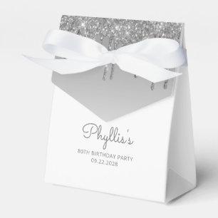 80ste verjaardag Elegante zilveren glitterscript d Bedankdoosjes