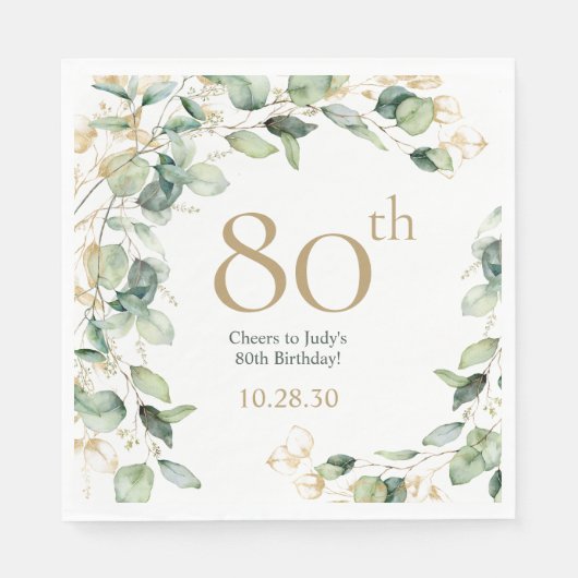80ste verjaardag Eucalyptus Servet (Voorkant)