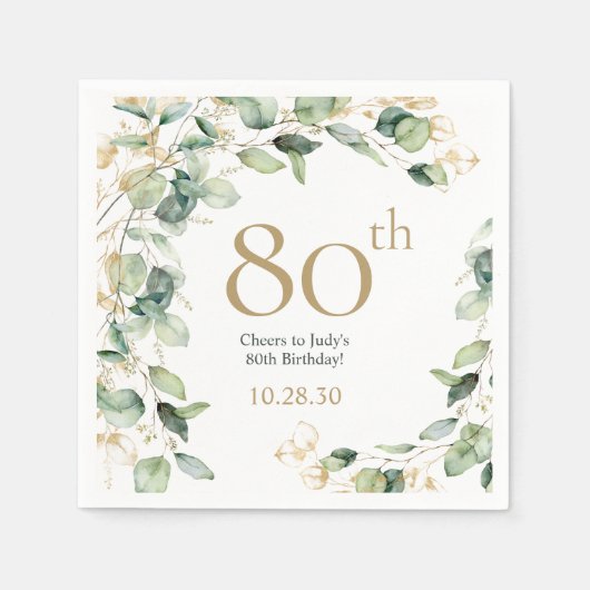 80ste verjaardag Eucalyptus Servet (Voorkant)