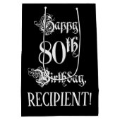 80ste verjaardag: Fantasievolle, elegante script + Medium Cadeauzakje (Achterkant)