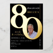 80ste Verjaardag Feest Folie Uitnodiging (Voorkant)