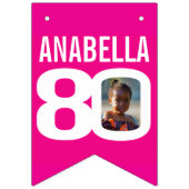 80ste verjaardag foto roze wit vlaggetjes (Eerste vlag)