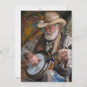 80ste verjaardag foto rustieke cowboyhoed laarzen kaart (Achterkant)