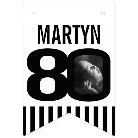 80ste verjaardag foto zwart wit vlaggetjes (Eerste vlag)