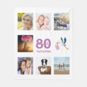 80ste verjaardag fotocollage wit fleece deken (Voorkant)