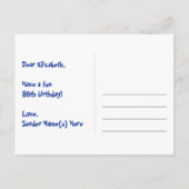 80ste verjaardag: Fun Hearts-patroon, Regenboog 80 Briefkaart (Achterkant)