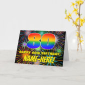 80ste verjaardag: Fun, kleurrijk gevuurwerk Kaart (Gele Bloem)