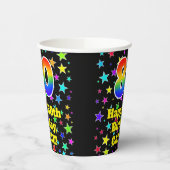 80ste verjaardag: Fun Stars Pattern en Rainbow 80 Papieren Bekers (Links)