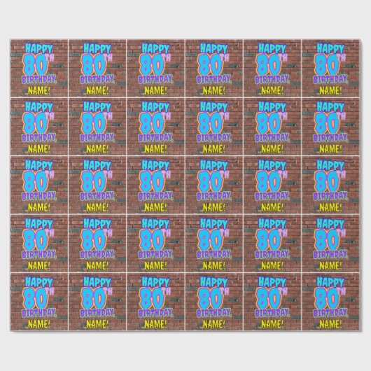 80ste verjaardag: Fun, Urban Graffiti geïnspireerd Cadeaupapier (Vlak)