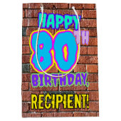 80ste verjaardag: Fun, Urban Graffiti geïnspireerd Medium Cadeauzakje (Voorkant)