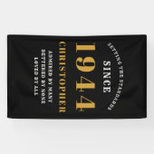 80ste verjaardag Geboren 1944 Naam toevoegen Zwart Spandoek (Horizontaal)