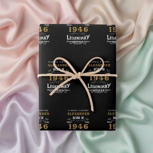 80ste verjaardag Geboren in 1946 Legende Vintage Z Inpakpapier Vel