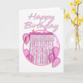 80ste verjaardag geschenkdoos - Roze - Happy Birth Kaart (Gele Bloem)
