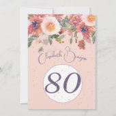 80ste verjaardag Goud Bloemen Roze Rose Elegant Kaart (Achterkant)