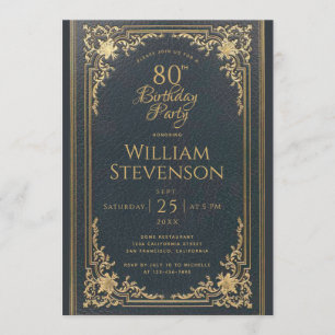 80ste Verjaardag Goud op Navy Blue Elegant Kaart