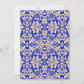 80ste verjaardag - Goud Royal Blue Damask Kaart (Achterkant)