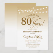 80ste verjaardag - Goud Wit Kaart (Voorkant / Achterkant)