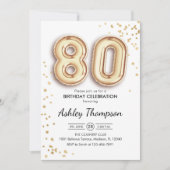 80ste verjaardag - Gouden ballonnen Kaart (Voorkant)