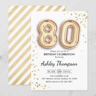 80ste verjaardag - Gouden ballonnen Kaart