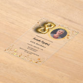 80ste verjaardag gouden foto sterren Clear Acryl Uitnodigingen (Laagn)