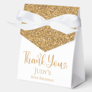80ste verjaardag Gouden Glitter Dank Je Bedankdoosjes