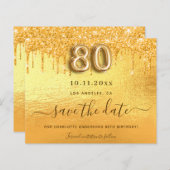 80ste verjaardag gouden glitters save the date kaa (Voorkant / Achterkant)