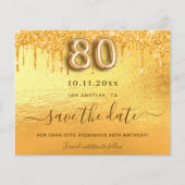 80ste verjaardag gouden glitters save the date kaa (Voorkant)