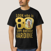 80ste verjaardag Gouden look 80 aangepaste foto en T-shirt (Voorkant)