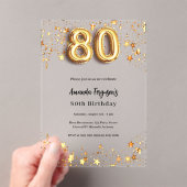 80ste verjaardag gouden sterren helder acryl uitnodigingen (Insitu (Draagbaar))